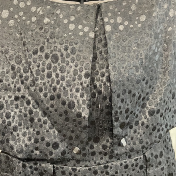 Tulle for Anthropologie Black Polka Dot Sleeveless Peplum Pleated Midi-Dress - Picture 3 of 11